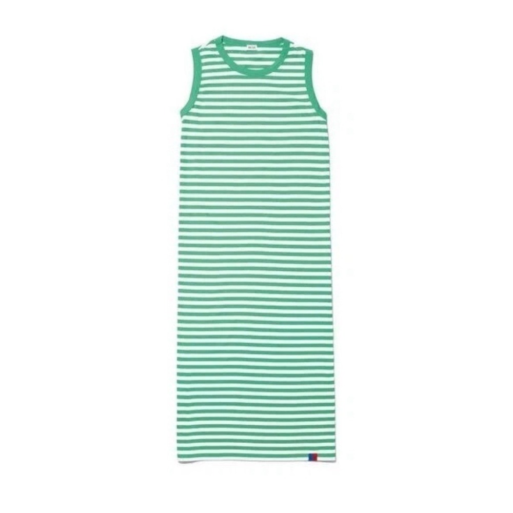 KULE Organic Cotton The Tank Dress‎ in Green/White Stripes Medium